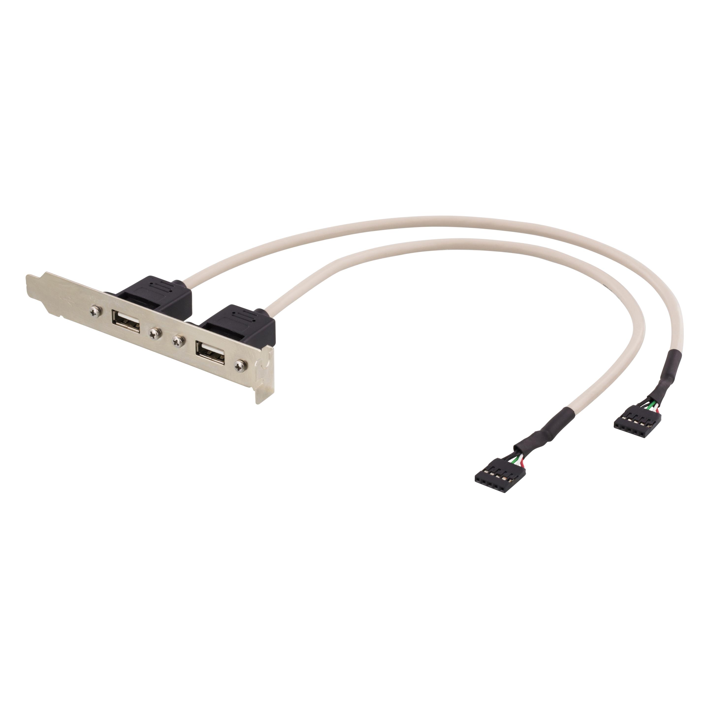 Deltaco USB-1 - USB - USB 2.0 - 2 x USB-A/F: 1 x USB-5p. - Nickel - USB - Verkabelt (0.30 m, USB 2.0) (USB-1)