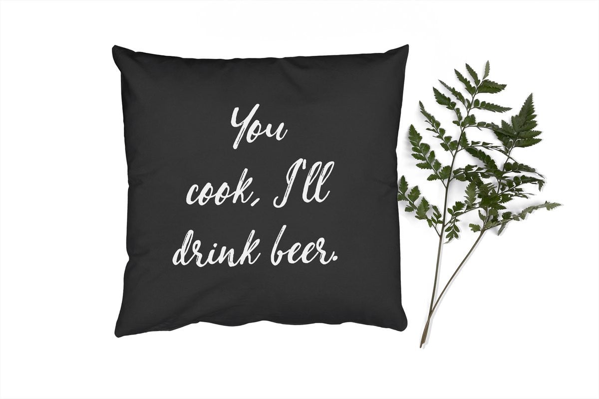 PillowMonkey Sierkussen met Bier Quote - 60 x 60 cm