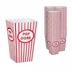 Relaxdays Popcorntüten, 72er Set, gestreift, Retro-Optik, Kino, Filmabend Zubehör, Pappe, Popcornbehälter, rot/weiß