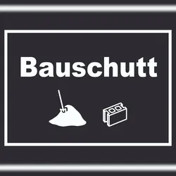 HB-Druck Bauschutt Mülltrennung Schild Text Symbol Ziegel Baustein waagerecht A4 (210x297mm)