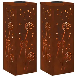 vidaXL Solar LED Weg Licht 2 pcs Bronze Wetterfeststahl