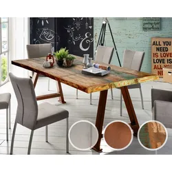 SIT Tops & Tables »Alaska« Esstisch Massivholz Retro 200x100 cm / Eisen antikbraun