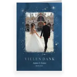 Hochzeit Dankeskarten in Blau im Design "Sternschnuppen" - Musterkarte