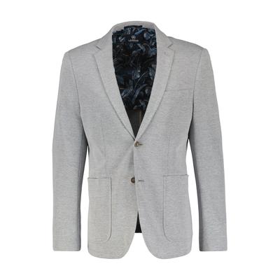 Jerseysakko LERROS, Herren, Gr. 60, grau (basalt grau), Strick, Obermaterial: 60% Baumwolle, 40% Polyester, regular fit taillenbedeckt, Manschette, Sakkos, mit aufgesetzten Taschen