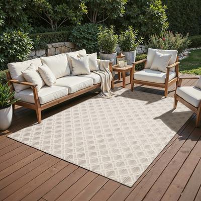 ROW Zarina Modern Diamond Trellis Ivory / Beige Indoor/Outdoor Area Rug