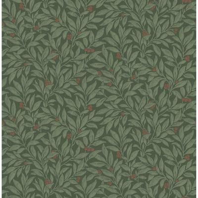 Advantage Winter Berry Evergreen Vine Wallpaper