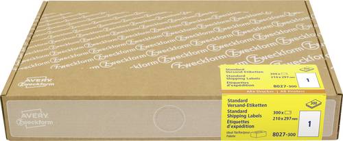 Avery-Zweckform 8027-300 Versand-Etiketten 210 x 297mm Papier Weiß 300 St. Permanent (Kraftkleber) Tintenstrahldrucker
