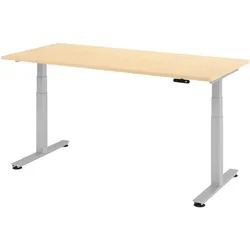 bümö elektrisch höhenverstellbarer Schreibtisch 180x80 cm in Ahorn, Gestell in silber - Stehschreibtisch höhenverstellbar mit Memory-Steuerung,