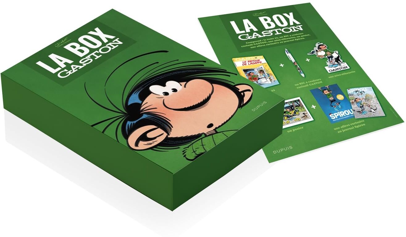 Delaf - La BOX Gaston: Avec le tome 22 : Le retour de Lagaffe ; un bic 4 couleurs exclusif Gaston ; une silhouette de 40 cm, un poster, une offre d'abonnement au journal Spirou - Preis vom 09.10.2026 07:28:09 h