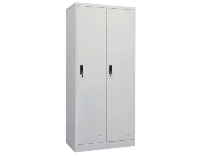 Molumvel Kleiderschrank, Stahlschrank 80x50x180 cm, Hellgrau Inklusive 4 Kleiderbügel, Mit 2 Schlössern, 2 Ablagen für Ordnung