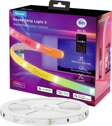 Govee LED Strip Lights Matter ready 3 Meter H612FCD1 LED-Streifen-Basisset 230 V, 24V 3m RGB 1St.