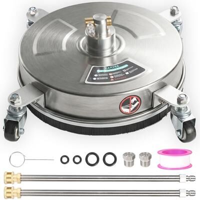 Garvee 14 In 430 Stainless Pressure Washer Surface Cleaner 4 Wheels Silver