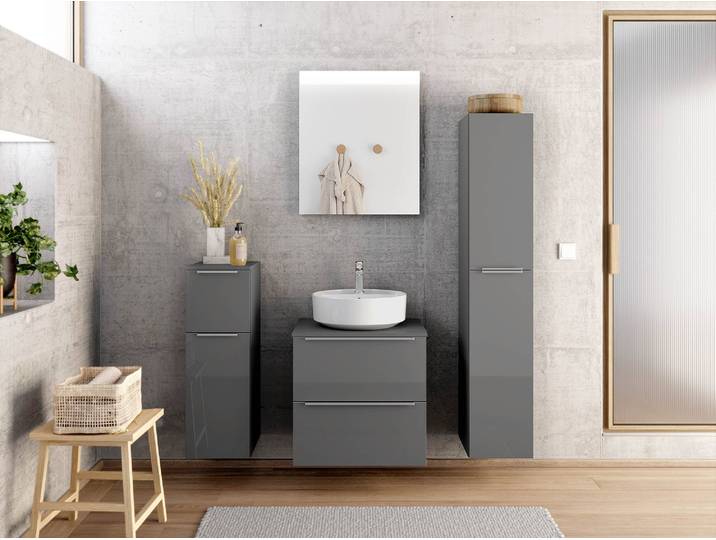 Waschtisch MYBA IX 60cm Grau/Hochglanz Grau