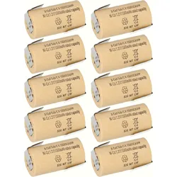10x XCell Sub-C Hochleistungsakku mit Z-Lötfahne - 1,2V 1500 mAh NiCd