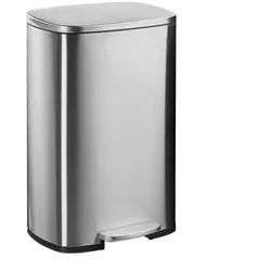 Relaxdays Mülleimer Küche 50 Liter Schwarz,Silber