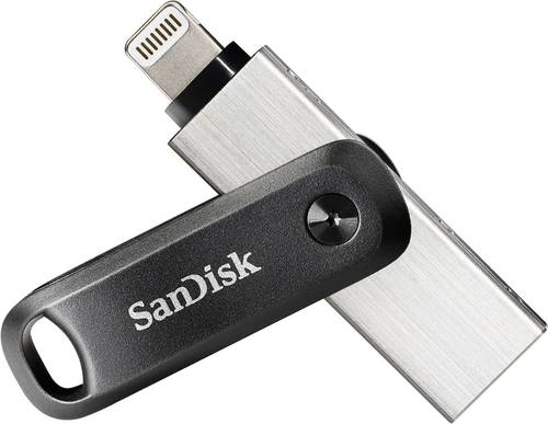 SanDisk iXpand Flash Drive Go USB-Zusatzspeicher Smartphone/Tablet Schwarz, Silber 128 GB USB-A (USB 3.2 Gen 1), Apple Lightning