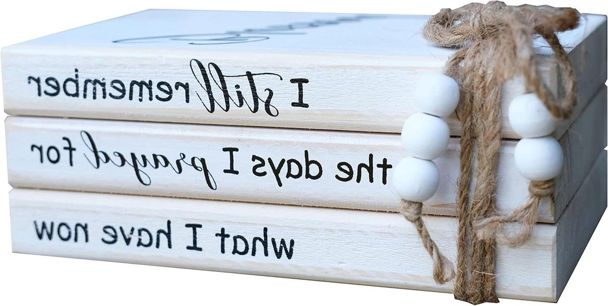 Houten Boeken Decoratie - Nep Boeken Stapel met Inspirerende Tekst voor Tafeldecoratie