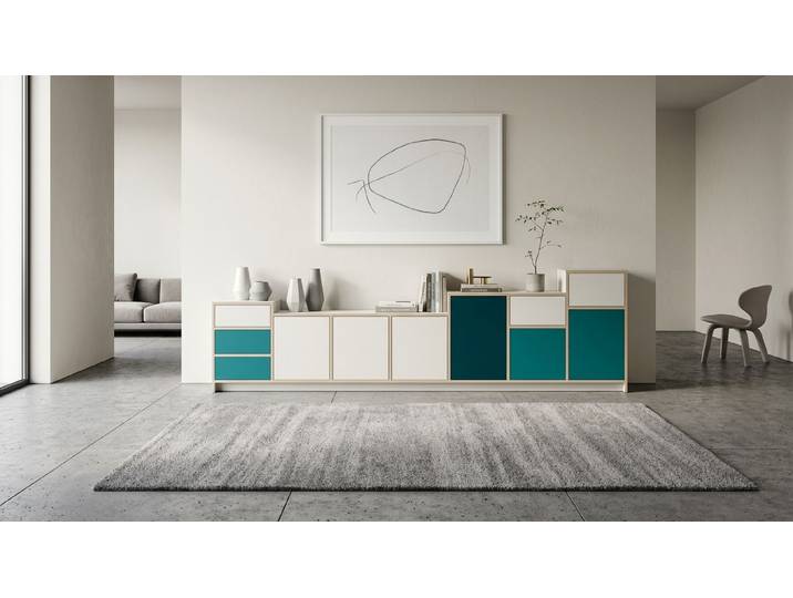 Sideboard mit bunten Türen - TV-Kommode wie vom Tischler MDF Beschichtet MDF Weiß matt