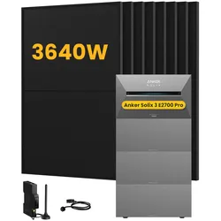 Anker SOLIX Solarbank 3 E2700 Pro Solaranlage, mit 8 x 455W Bifazialen Solarmodulen, by Powerness - 10.8kWh / 1 x Smart Meter / Selbstabholung
