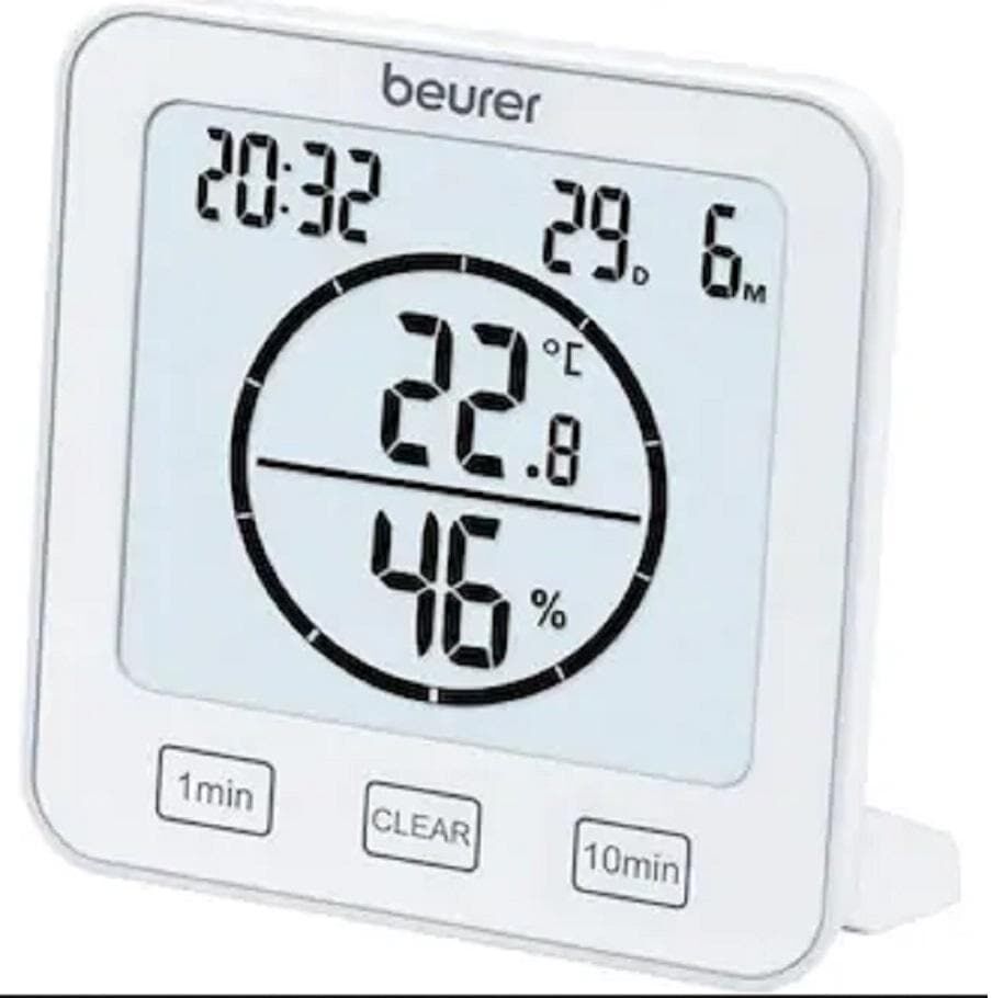 Hygrometer BEURER "HM 22", weiss (weiß), B:10,5cm H:2,9cm, Kunststoff, Feuchtigkeitsmessgeräte, Hygrometer weiß Einheitsgröße