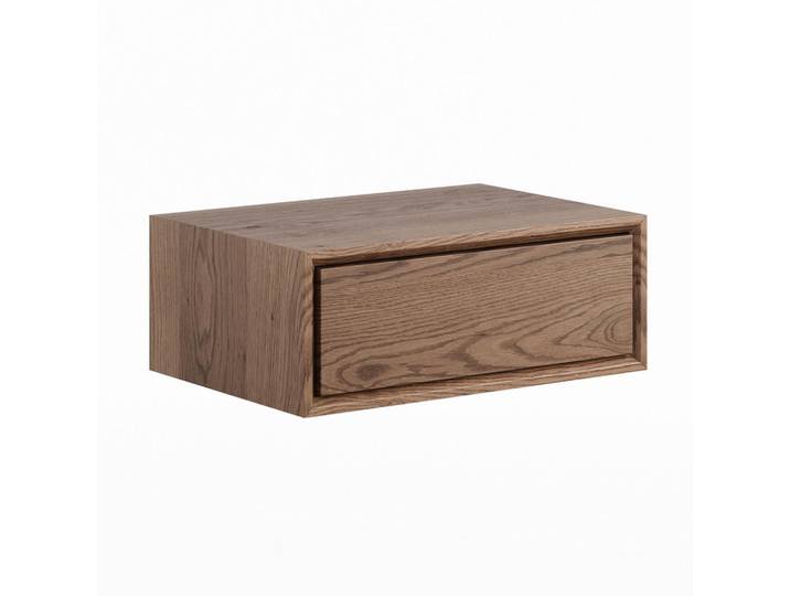 Linea Natura Nachtschrank, Eiche dunkel, Holz, Eiche, massiv, 1 Schublade(n) Schubladen, 50x19x35 cm, Soft-Close-System, hängend, Schlafzimmer, Nachttische