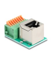 Delock RJ45 Buchse 90° gewinkelt zu Terminalblock mit Drucktaster Cat.5e (90653)