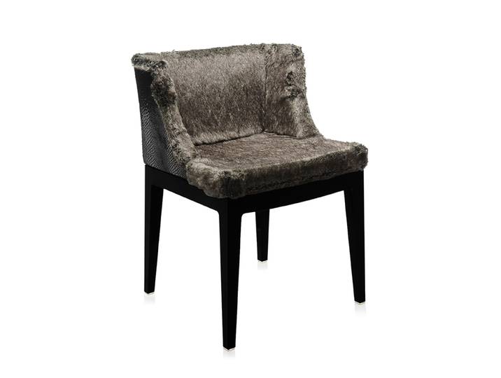 KARTELL fauteuil MADEMOISELLE KRAVITZ (Fur-python, structure Noire - Polycarbonate coloré dans la masse)