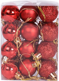 Inspire Picks Mini Flocked Christmas Ball Ornament Set (24PCS) red 3cm 2cm Or 3cm