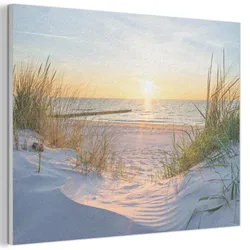 AKUSTIKBILD Strand - Sonne - Düne - Gras - Sand - Horizont Gemälde 80x60 cm