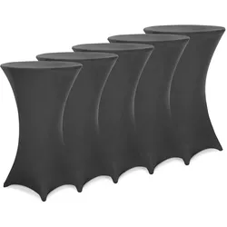 DETEX® Stehtischhusse 5er Set Anthrazit Grau 60-65cm Verstärkter Fußbereich 30°C Waschbar Stehtisch Hussen Stretch