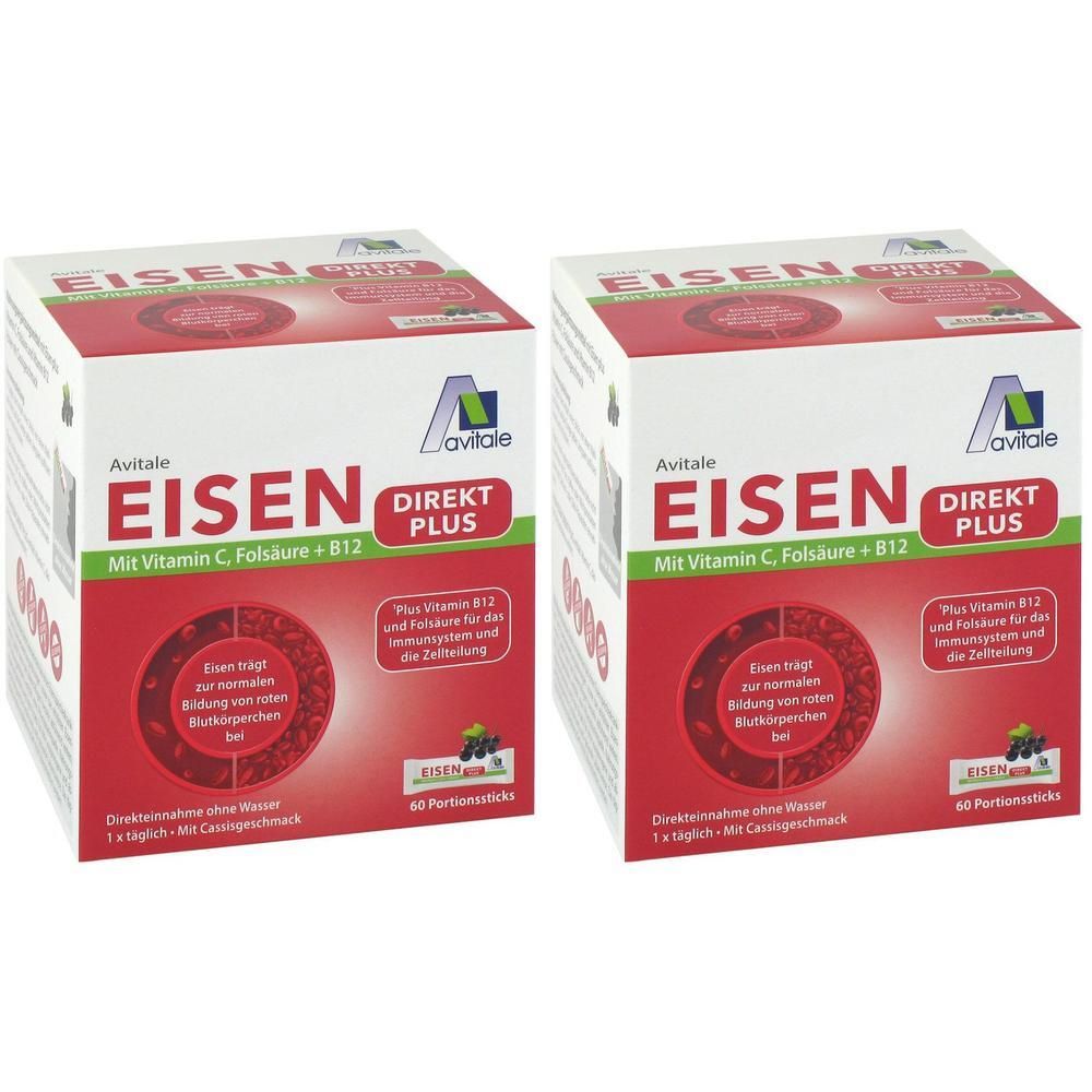 Eisen Direkt plus Vitamin C+Folsäure+B12 Pulver 2x 2x60 St