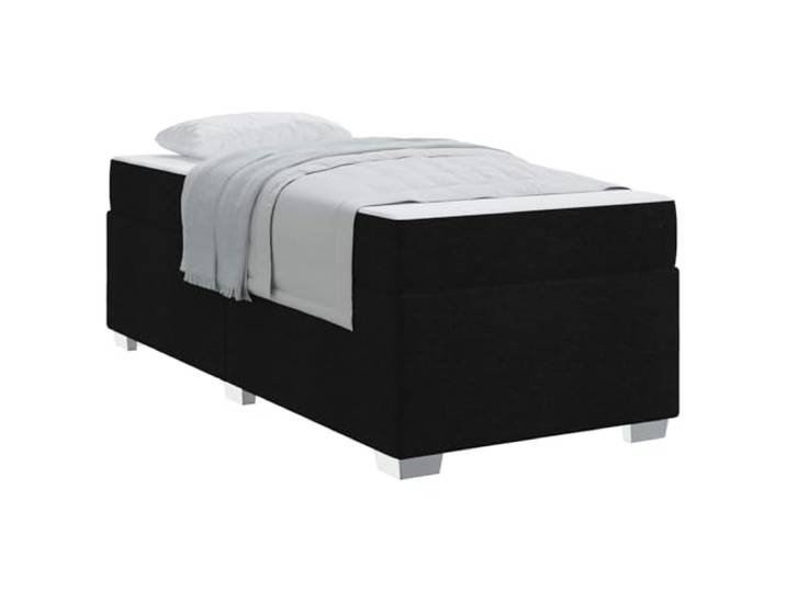 PUGYNBK Bett mit Matratze, Schwarz, 80 x 200 cm, Stoff Taschenfederkernmatratze, mittlere Festigkeit, Holzrahmen, Kunststoffbeine, für Schlafzimmer