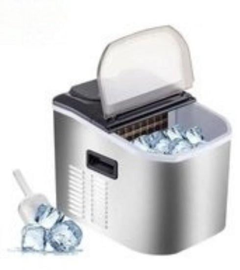 Jurry's Elektrische ijsmachine, 18 kg/24 uur, handbediend, zilverkleurig, compact