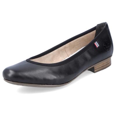 Ballerina RIEKER, Damen, Gr. 40, Synthetik, schwarz (schwarz, schwarz), Leder, Schuhe Ballerina, Pumps, Business Schuh in schlichter Eleganz