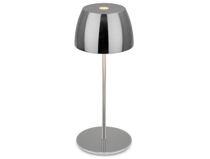 BRILONER - Mini lampe de table LED sans fil IP44 avec touche\, variateur continu\, batterie et source lumineuse interchangeables\, lampe de chevet\, salon\, lampe LED\, 8x20 cm (DxH)\, chrome