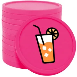 CombiCraft Kunststoff Wertmarken Chips Getränk in Neonpink- 100 Stück - Ø29 mm
