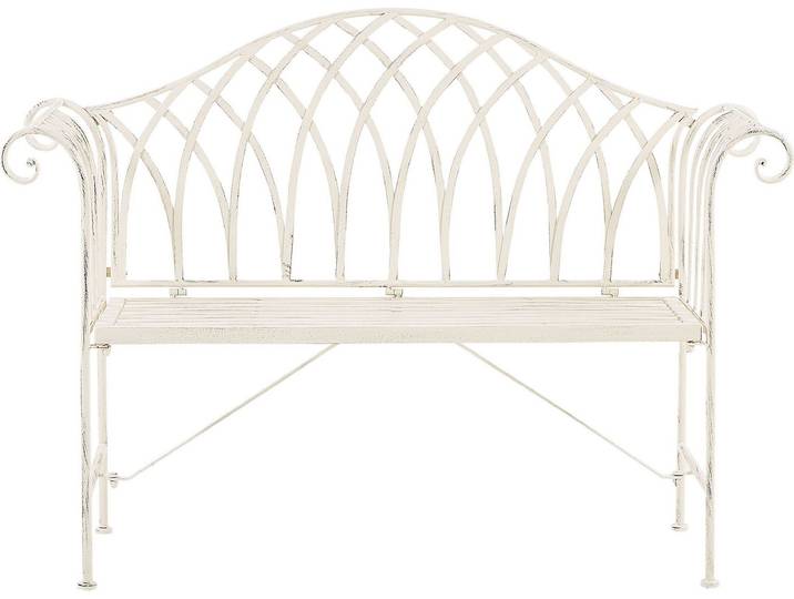 BELIANI Gartenbank Metall Weiß Breite 130 cm für Terrsse für Garten für Balkon