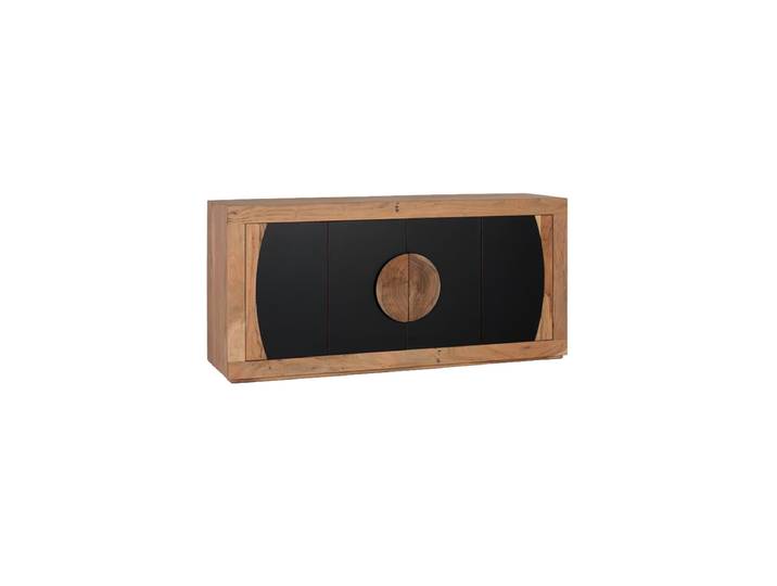 Massives Design Sideboard „Essence“ 4-türig Akazienholz Natural, Schwarz Giner & Colomer
