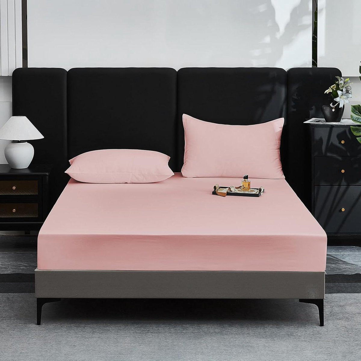 Roze Mako Satin Hoeslaken van Katoen voor Comfortabel Slapen - 140x200 cm