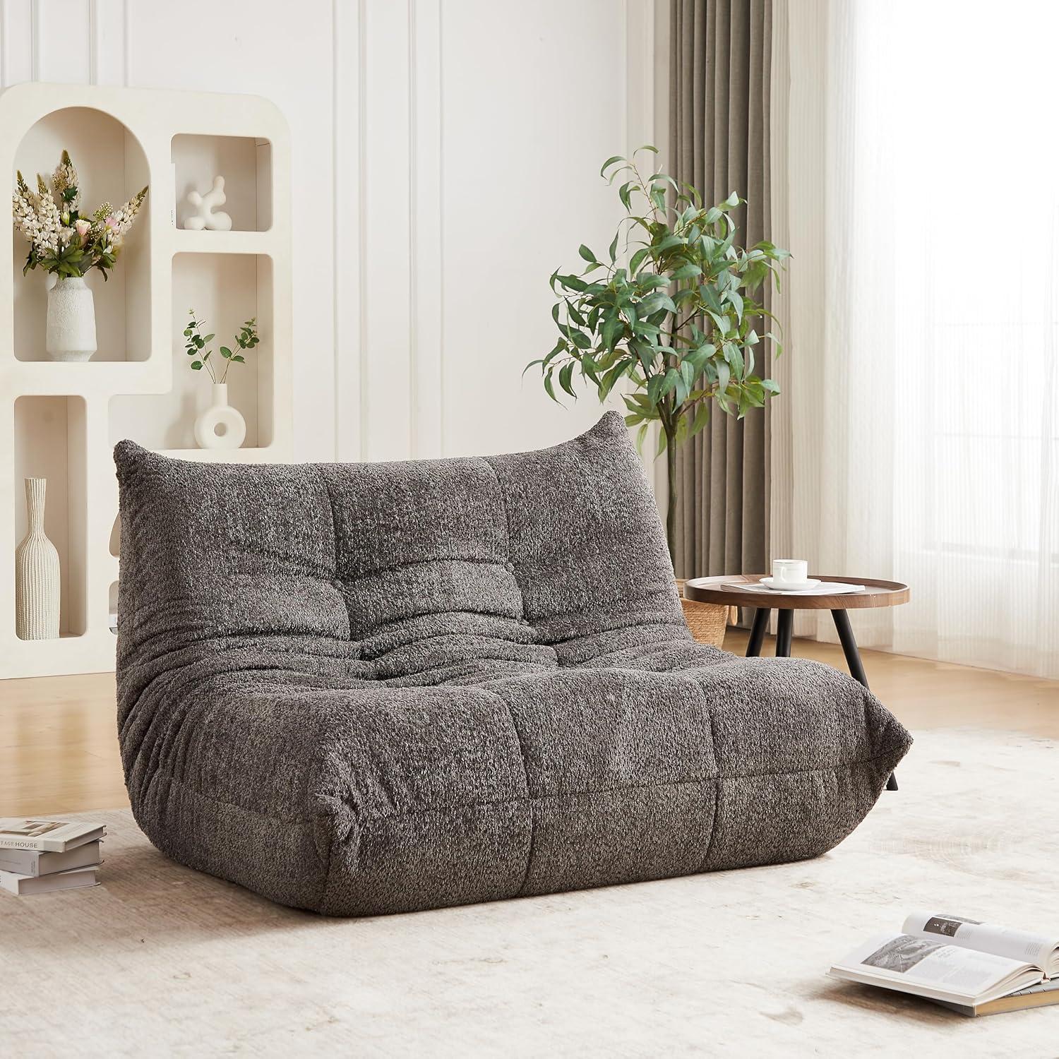 Chenille-Togo-Zweisitzer-Sofa als Boden-Loungesessel mit Memory-Schaum und ergonomischer Form für Wohnzimmer, Schlafzimmer, Arbeitszimmer und Spielbereich