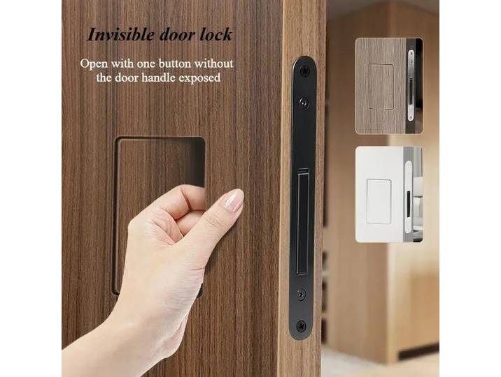 Serrure de porte de pièce Invisible, ouverture extérieure cachée, poignée de porte en bois, poignée magnétique, serrure de porte secrète silencieuse d'intérieur