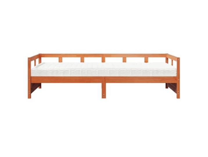 KTHLBRH Schlafsofa für Doppelbett, Kiefernholz, 80 x 200 cm Mit 2 Schaumstoffmatratzen, Lattenrost inklusive, Braun Wachs, für Wohnzimmer