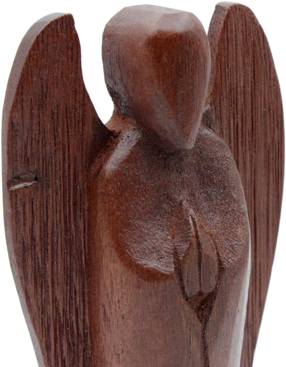 Handgemaakt Houten Engel Figuur - Beschermengel Decoratie - B/D/H: 25 x 48 x 135 cm