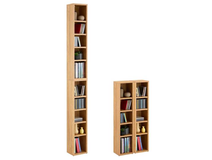 CARO-Möbel Cd/Dvd- Regal Chart Wildeiche, Mode, 20x186x17 cm, Wohnzimmer, TV Möbel, CD-Regale