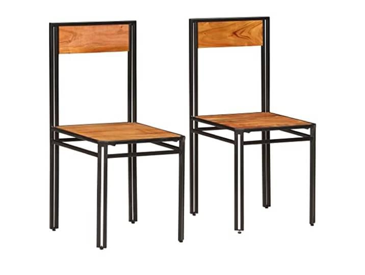 NLQMSU Esszimmerstühle, Akazienholz, massiv, modernes Design, 2 Stück Natürliches Hartholz, sorgfältige Lackierung, Einzelteile, tägliche Verwendung im Innenbereich