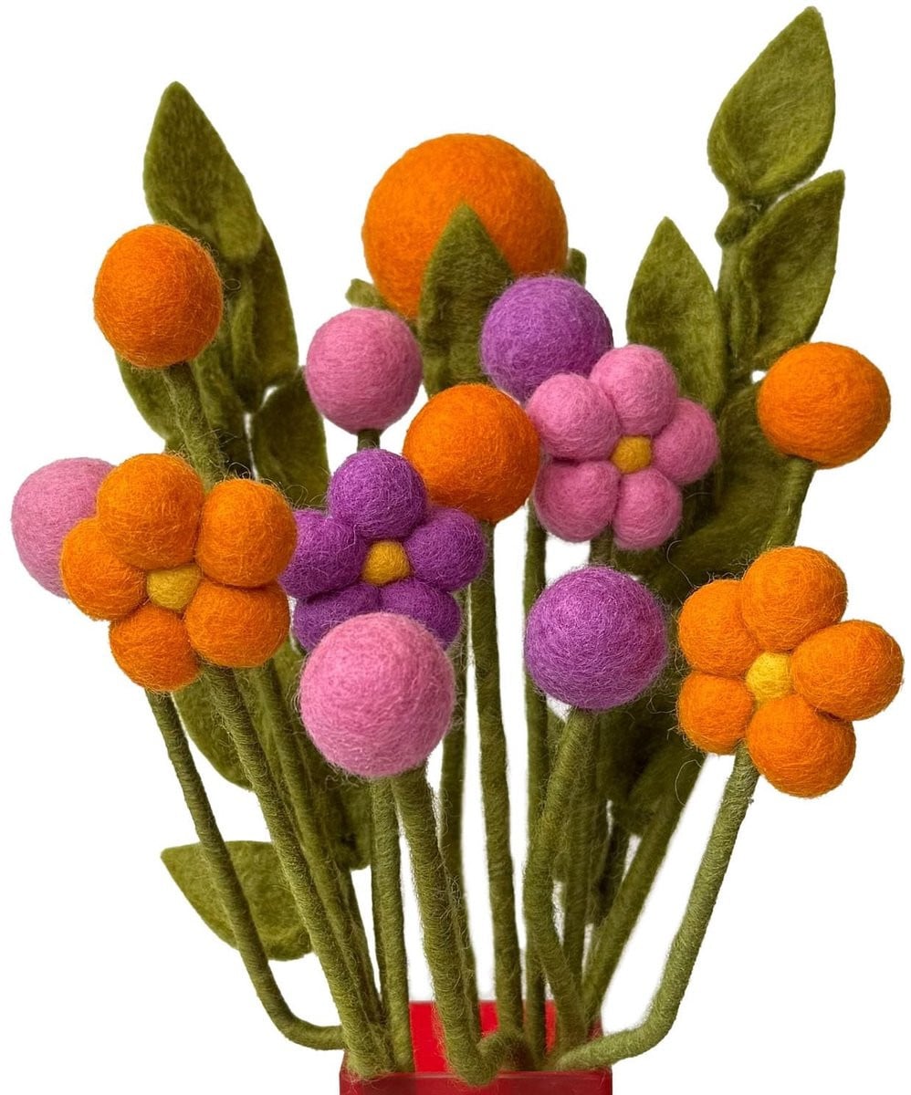 Omgoods - Handgemaakt vilt bloemenboeket voor duurzame decoratie