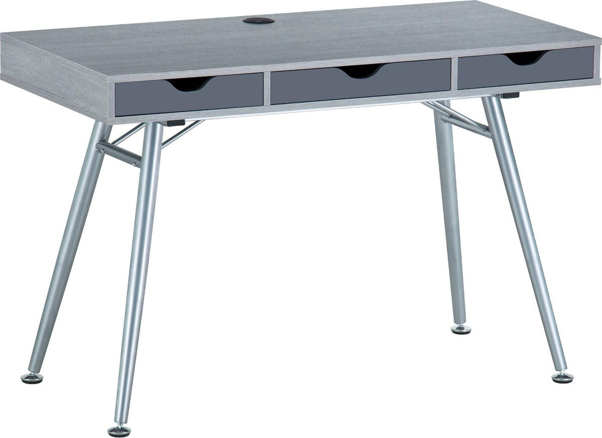 Piranha COLEY Retro Bureau – Zilvergrijs – Compact Computerbureau met Lades
