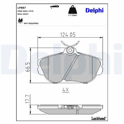 DELPHI Bremsbelagsatz, Scheibenbremse LP887 für Ford LINCOLN