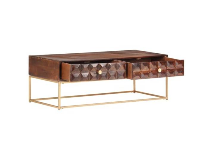 Couchtisch aus Massivholz Mango mit Schubladen 112x50x40 cm Handarbeit, reine Maserung, tropisches Holz, stabile Konstruktion, zwei Schubladen