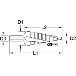 HSS-TiN Stufenbohrer,Ø 7-40,5mm, 13 Stufen - gold